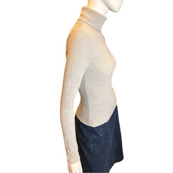 Lulus Gray Ribbed Long Sleeve Turtleneck Top Small - Picture 3 of 8